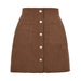 Color-Brown-Autumn Winter Corduroy Hip Skirt Single Breasted Slim Fit Solid Skirt Women Clothing-Fancey Boutique