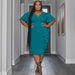 Color-Plus Size Elegant Women Clothing Solid Color V neck Ruffled Slim Fit Sexy Dress-Fancey Boutique