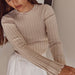 Color-Round Neck Knitted Sweater Long Sleeve Ribbing Bottoming Sweater Solid Color Tight Autumn Winter Coat Women-Fancey Boutique