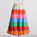 Color-Vacation Rainbow Striped Skirt Autumn High Waist Stitching Colorful Loose Slimming Midi Skirt for Women-Fancey Boutique