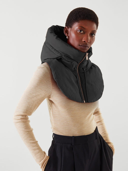 Color-Black-Autumn Winter Women Clothing All Match Clothes Accessories Hooded Detachable Collar Vest-Fancey Boutique