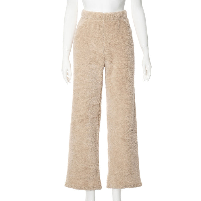 Color-Autumn Winter Women Wide Leg Pants Casual Trousers Loose Fitting Personality Velvet Pants-Fancey Boutique