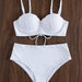 Color-White-Mermaid Sexy Bikini Swimsuit Solid Color Underwire Shell Split Swimsuit-Fancey Boutique