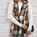 Color-Spring Autumn Winter Women Top Polo Collar Single Breasted Vest Plaid Coat-Fancey Boutique