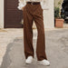 Color-Brown-Autumn Winter Women Casual High Waist Straight Pants Pocket Office Retro Work Pant Women-Fancey Boutique