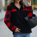 Color-Autumn Plush Women Clothing Half Long Sleeve Zipper Stand Collar Stitching Double Sided Flannel Plaid Pullover Sweater-Fancey Boutique