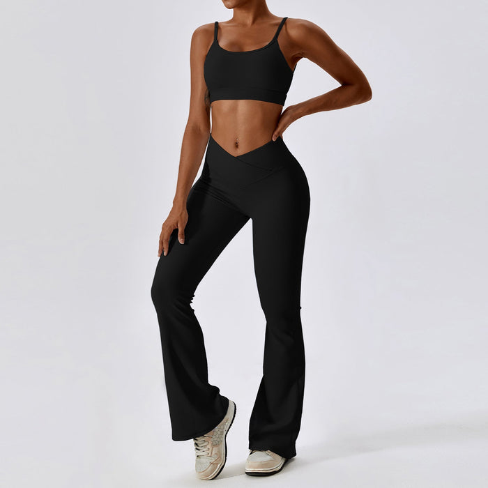 Color-'-1 Bra Bell-Bottom Pants Premium Black-Thread Abdominal Shaping High Waist Beauty Back Yoga Suit Quick Drying Push up Hip Raise Skinny Workout Exercise Outfit-Fancey Boutique