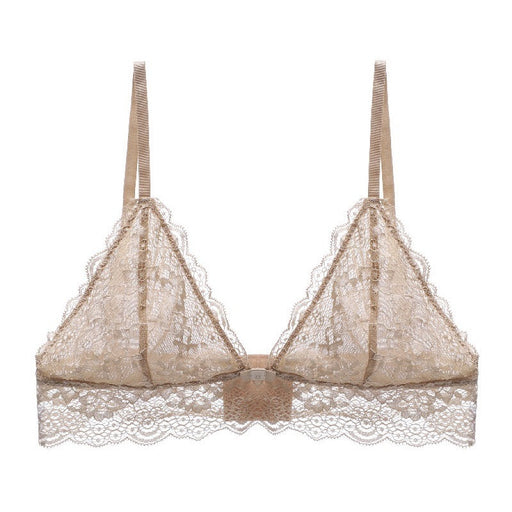Color-Yellow-Summer Breathable Lace Sexy Lingerie Wireless Ultra Thin Triangle Cup Bra Bralette-Fancey Boutique