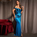 Color-Sexy Shoulder Wrapped Chest High Waist Ribbon Slit Ball Dress-Fancey Boutique