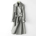 Color-Gray-Element Overknee Long Trench Coat Women Popular Korean Autumn Winter Waist Controlled Slimming Coat-Fancey Boutique