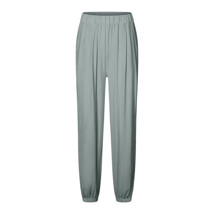 Color-Gray-Cool Original Yarn UPF50 Sun Proof Trousers Women Summer High Waist Ankle Tied Wide Leg Pants Draping Effect Loose Soft Pants-Fancey Boutique