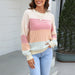 Color-Autumn Casual Sweater Loose Crew Neck Color Knitwear Top Color Block-Fancey Boutique