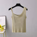 Color-Ice Silk Camisole Women Autumn Winter White Inner Wear Outer Wear Knitted Bottoming Sexy Short Top-Fancey Boutique