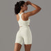 Color-Vest Shorts Suit-Milky White-Yoga Wear Suit Seamless Breathable Vest Sports Underwear High Waist Hip Lift Fitness Pants Suit-Fancey Boutique