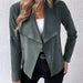 Color-Army Green-Women Fur Coat Collared Long Sleeve Office Zipper Short Women Top-Fancey Boutique