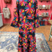 Color-Ladies Bell Sleeve Gathers Large Swing Color Big Windmill Printed Maxi Dress-Fancey Boutique