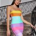 Color-Dopamine Short Dress Rainbow Color Bandage One Piece Dress Casual Party Mini Dress Direct-Fancey Boutique