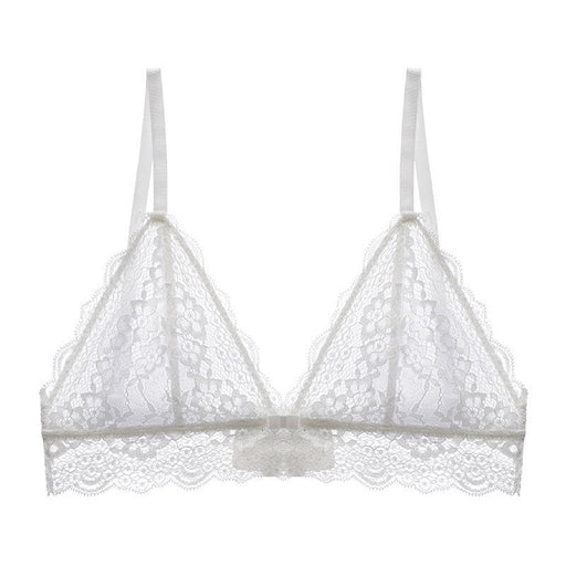 Color-White-Summer Breathable Lace Sexy Lingerie Wireless Ultra Thin Triangle Cup Bra Bralette-Fancey Boutique