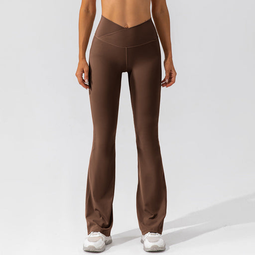 Color-Dark Brown-Tight Dance Wide-Leg Pants Hip Lifting High Waist Casual Flared Pants Fitness Sports Yoga Trousers-Fancey Boutique