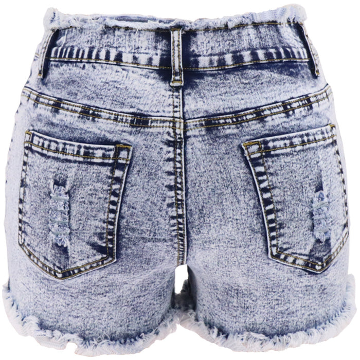 Color-Spring Summer Bleached Snowflake Women Denim Shorts-Fancey Boutique