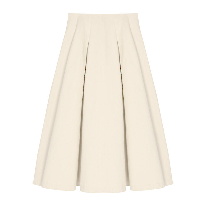 Color-Elegant All Match Pleated Mid-Length Skirt Stretch Tencel Breathable Lightweight Pleated Elastic High Waist Slimming A Line Umbrella Skirt-Fancey Boutique