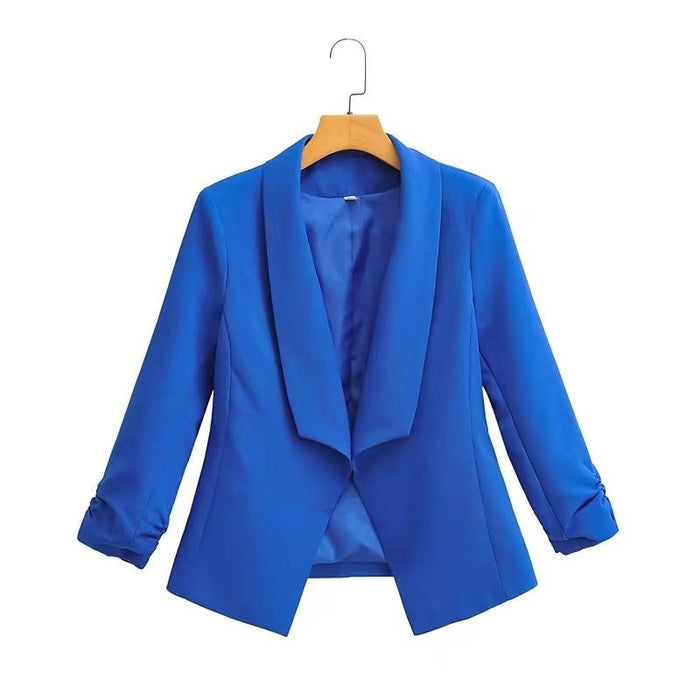 Color-Blue Suit-Women Clothing RA French Multi-Color Candy Small Suit Casual Ankle Banded Pants Wild Suit-Fancey Boutique