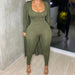 Color-Army Green-Chic Autumn Winter Solid Color Women Stylish Long Sleeves Sexy Jumpsuit Coat Two Piece Set-Fancey Boutique