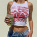 Color-Women Summer Sleeveless Portrait Printing Short Casual round Neck Slim Fit Shaped Vest-Fancey Boutique