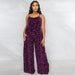 Color-Purple-Jumpsuit Summer Leopard Print Strap Casual Jumpsuit Women-Fancey Boutique