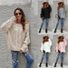 Color-Autumn Winter off-Shoulder Plus Size Loose Sweater off-Shoulder Solid Color Pullover Sweater Women-Fancey Boutique