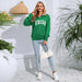 Color-Arrival Idle Contrast Color Letter Graphic Printing Polo Collar Long Sleeve Top Women-Fancey Boutique