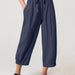 Color-Navy Blue-Summer Cropped Pants Pocket Casual Pants Women Loose Wide Leg Pants outside-Fancey Boutique