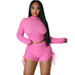 Color-Pink-Women Clothing Sexy Popcorn Backless Two Piece Set Women Clothing-Fancey Boutique