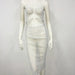 Color-White-Dress Fishnet Rhinestone Suspender Design Sexy Tight Split Dress-Fancey Boutique