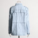 Color-Trendy Workwear Autumn Special Interest Patchwork Pocket Loose Long Sleeve Denim Jacket for Women-Fancey Boutique