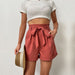 Color-Summer Red Shorts Tied High Waist Home Casual Pants-Fancey Boutique