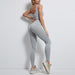 Color-Light Gray Two-Piece Set-No T Line Tights Fitness Suit Peach Hip Shaping High Waist Tight Sports Pants Back-Shaping Running Yoga Bra Women-Fancey Boutique