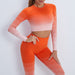Color-Orange Long Sleeve-Gradient Sports Long Sleeve Trousers Suit Fitness Running Yoga Long Sleeve Tights-Fancey Boutique