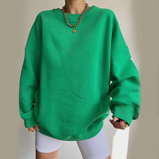 Color-Green-Knitted Women Letter Graphic Printed Loose Top Winter Casual All Matching Hoodie-Fancey Boutique