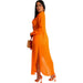 Color-Orange-Casual Women Wear Summer Chiffon Solid Color Suit Women's Clothing Two Piece Set-Fancey Boutique