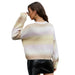 Color-Women Clothing Gradient Color Knitted Top Sweater Lazy Long Sleeve Pullover Sweater-Fancey Boutique