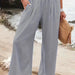 Color-Gray-Spring Summer Women Casual Trousers Casual Cotton Distressed Mid Waist Trousers Outer Wear-Fancey Boutique