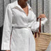 Color-White-Autumn White Cotton Linen Long Sleeved Lace up Shirt Sense Women Commuting Wear-Fancey Boutique