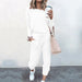 Color-White-Autumn Winter Women Clothing Home Loose Fitting Solid Color Long Sleeves Casual sets Women-Fancey Boutique