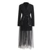 Color-Black-Western Small Set Outfit Business Long Sleeve Mesh Skirt Two Piece Blazer Suit Set for Women-Fancey Boutique