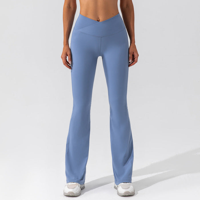 Color-Azure-Tight Dance Wide-Leg Pants Hip Lifting High Waist Casual Flared Pants Fitness Sports Yoga Trousers-Fancey Boutique