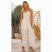 Color-Spring Summer Solid Color Loose Wide-Leg Cotton Linen Jumpsuit-Fancey Boutique