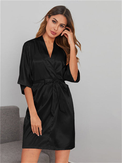 Color-Black-Bathrobe Night-Robe Women Sexy Home Wear Pajamas-Fancey Boutique