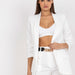 Color-White-Women Clothing Suit Casual Polo Collar Solid Color Suit Shorts Two-Piece Set Belt Not Included-Fancey Boutique