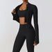 Color-Bra Coat Trousers High-Grade Black-Autumn Winter Skinny Yoga Clothes Nude Feel Quick Drying Sports Suit Thin Fitness Clothes Three Piece Set-Fancey Boutique